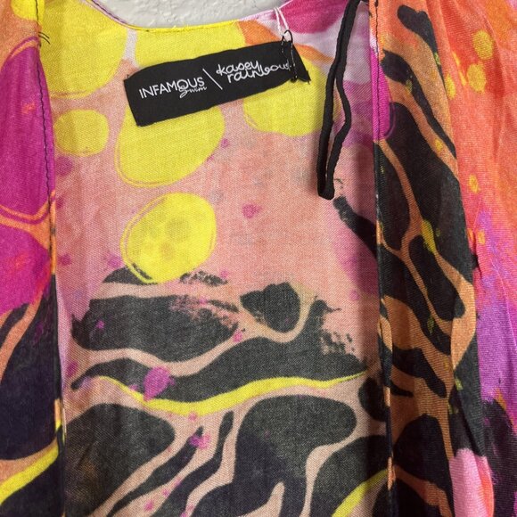 Infamous Swim Kasey Rainbow Swim Cover Up Womens O/S Guilia Kimono Beach Resort - Picture 2 of 6